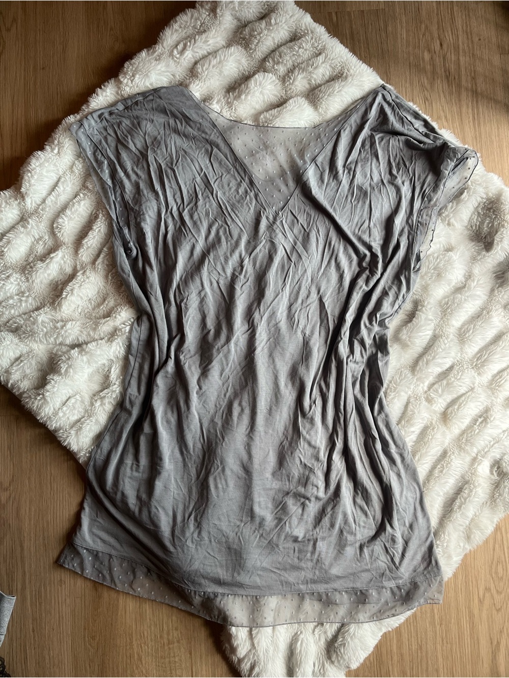 Victoria’s Secret Sheer Trim V-Neck Top - Gray